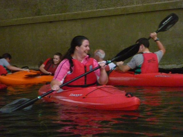 Willesden Regatta 2013 - cyclists in canoes