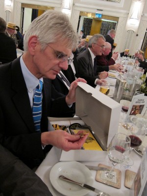 Tommy the Waterman inspects the all-important box